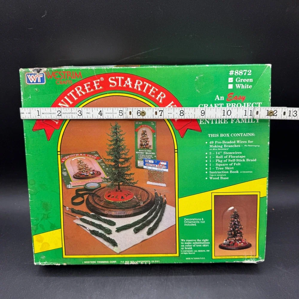Vintage Westrim Crafts Mini Tree Starter Kit Christmas DIY Green Beaded w/ Stand - Picture 11 of 12
